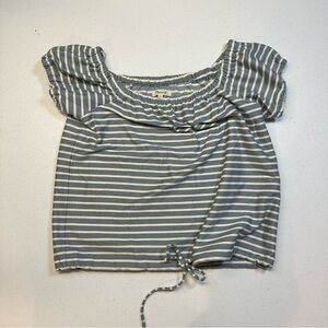 Madewell Stripe Off Shoulder and‎ Draw String Shirt Size Medium